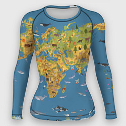 Женский рашгард Карта мира детская