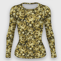 Рашгард женский Золотой камуфляж из роз, цвет: 3D-принт