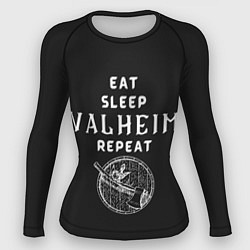 Рашгард женский Eat Sleep Valheim Repeat, цвет: 3D-принт