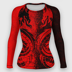 Рашгард женский BLACK RED DRAGONS TATOO, цвет: 3D-принт