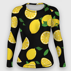 Рашгард женский Лимоны на чёрном, цвет: 3D-принт