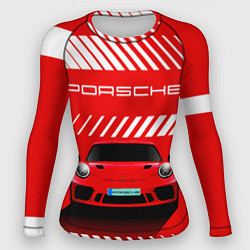 Рашгард женский PORSCHE ПОРШЕ RED STYLE, цвет: 3D-принт