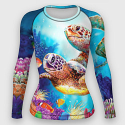 Рашгард женский Морские черепахи, цвет: 3D-принт
