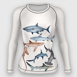 Рашгард женский Акулы, цвет: 3D-принт