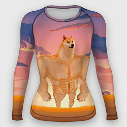 Рашгард женский Мем собака качок DOGE, цвет: 3D-принт