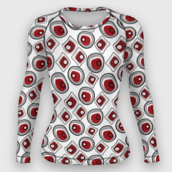 Рашгард женский Красно черный узор на белом, цвет: 3D-принт