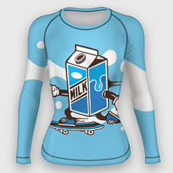 Рашгард женский Пачка молока на скейте, цвет: 3D-принт