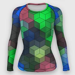 Рашгард женский Разноцветный геометрический уз, цвет: 3D-принт