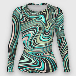 Рашгард женский Розово-зелёные разводы на воде паттерн, цвет: 3D-принт