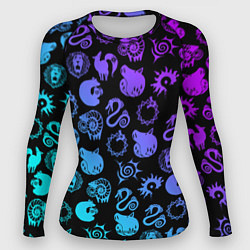 Рашгард женский 7 СМЕРТНЫХ ГРЕХОВ НЕОН ЭМБЛЕМЫ, цвет: 3D-принт