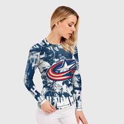 Рашгард женский Коламбус Блю Джекетс, Columbus Blue Jackets, цвет: 3D-принт — фото 2