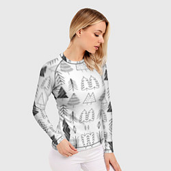Рашгард женский Елки Черные, цвет: 3D-принт — фото 2