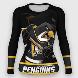 Рашгард женский Питтсбург Пингвинз, Pittsburgh Penguins, цвет: 3D-принт