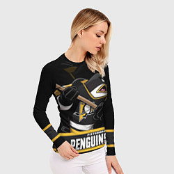 Рашгард женский Питтсбург Пингвинз, Pittsburgh Penguins, цвет: 3D-принт — фото 2