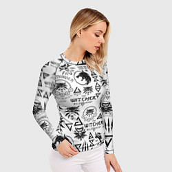 Рашгард женский THE WITCHER LOGOBOMBING ЧЁРНО БЕЛЫЙ ВЕДЬМАК ПАТТЕР, цвет: 3D-принт — фото 2