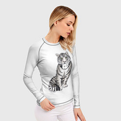 Рашгард женский Сидящая белая тигрица, цвет: 3D-принт — фото 2
