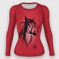 Рашгард женский Огненная лошадь с иероглифом, цвет: 3D-принт