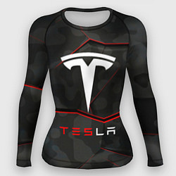 Рашгард женский Tesla Sport Logo, цвет: 3D-принт