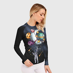 Рашгард женский Космонавт на шарах из планет, цвет: 3D-принт — фото 2