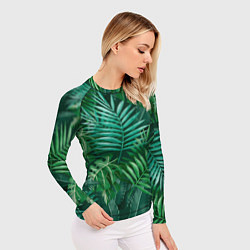 Рашгард женский Tropical plants pattern, цвет: 3D-принт — фото 2