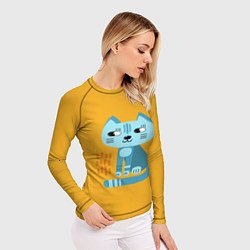 Рашгард женский Очаровательный котик в плоском стиле в ярких цвета, цвет: 3D-принт — фото 2