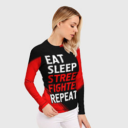 Рашгард женский Eat Sleep Street Fighter Repeat Краска, цвет: 3D-принт — фото 2