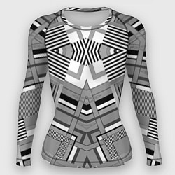 Рашгард женский Черно белый современный геометрический узор Симмет, цвет: 3D-принт