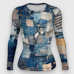 Рашгард женский Patchwork Jeans Осень Зима 2023, цвет: 3D-принт