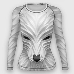 Рашгард женский Волк - белый, цвет: 3D-принт