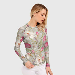 Рашгард женский Цветы Ностальгические Белые Лилии, цвет: 3D-принт — фото 2