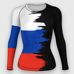 Рашгард женский Российский триколор на темном фоне, цвет: 3D-принт
