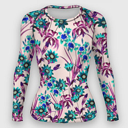 Рашгард женский Цветы Летние Фиолетовые Рудбеки, цвет: 3D-принт