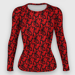 Рашгард женский Красные психоделический смайлы, цвет: 3D-принт
