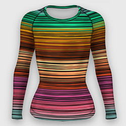Рашгард женский Multicolored thin stripes Разноцветные полосы, цвет: 3D-принт