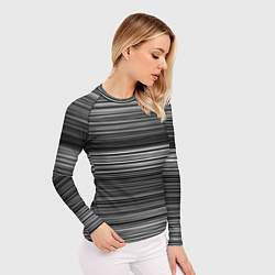 Рашгард женский Black and white thin stripes Тонкие полосы, цвет: 3D-принт — фото 2