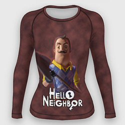 Рашгард женский Привет сосед: Сосед с лопатой, цвет: 3D-принт