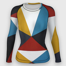Рашгард женский Абстрактный набор разноцветных геометрических фигу, цвет: 3D-принт