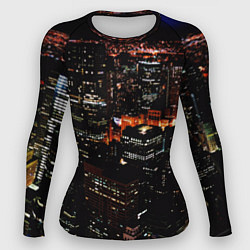 Рашгард женский Ночной город - вид с высоты, цвет: 3D-принт