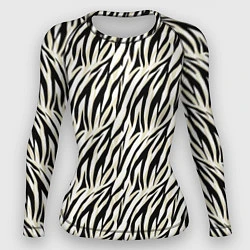 Рашгард женский Тигровый полосатый узор-черные, бежевые полосы на, цвет: 3D-принт