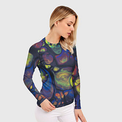 Рашгард женский Неоновые светящиеся камни, цвет: 3D-принт — фото 2