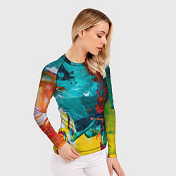 Рашгард женский Краски на холсте абстракция, цвет: 3D-принт — фото 2