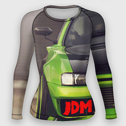 Рашгард женский JDM машина зеленая тюнингованная, цвет: 3D-принт