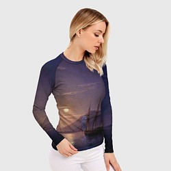 Рашгард женский Парусник у берегов Крыма в лунную ночь Айвазовский, цвет: 3D-принт — фото 2