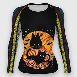 Рашгард женский Хэллоуинские котики-кошмарики, цвет: 3D-принт