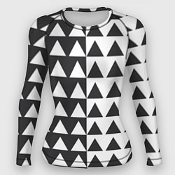 Рашгард женский Черно-белые треугольники паттерн, цвет: 3D-принт