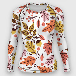 Рашгард женский Осенний паттерн - листья, цвет: 3D-принт