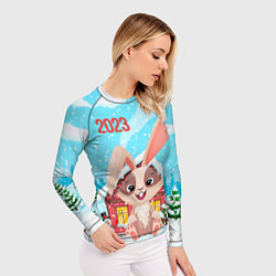 Рашгард женский Зайчик с большими ушами 2023, цвет: 3D-принт — фото 2