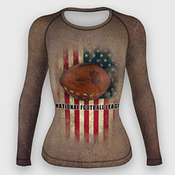 Рашгард женский Мяч для американского футбола на фоне флага америк, цвет: 3D-принт