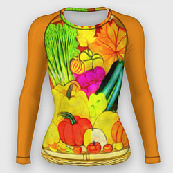 Рашгард женский Плетеная корзина, полная фруктов и овощей, цвет: 3D-принт