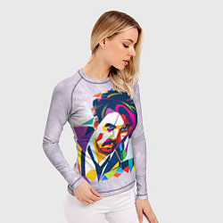 Рашгард женский Геометрический портрет Джонни Деппа, цвет: 3D-принт — фото 2